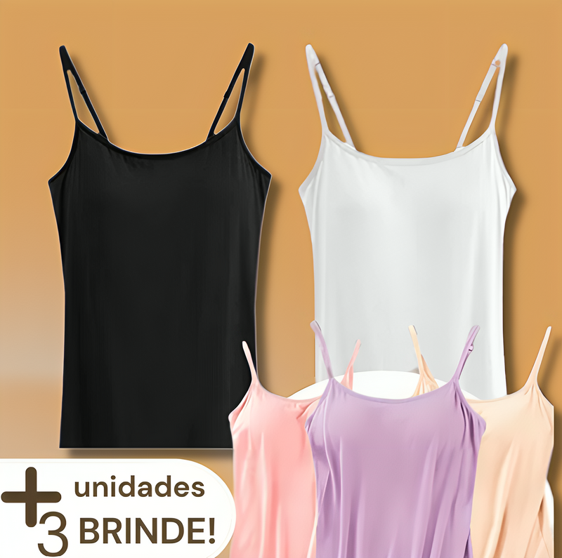 Camiseta Regata com Sutiã Embutido Summer Cami (Compre 2 leve 5)